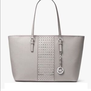 Michael Kors Light Gray Tote with Silver Accents